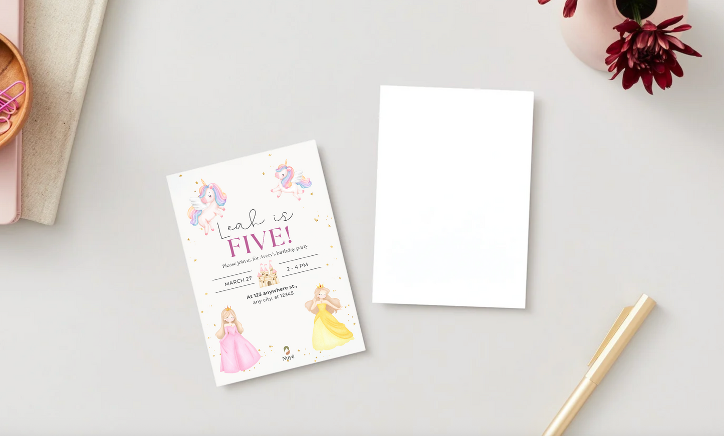 Unicorn & Princess Birthday Invitation – Editable Canva Template