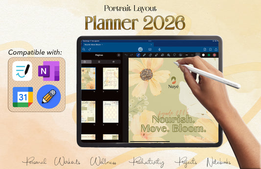 NUYÉ Planner 2026 — Nourish. Move. Bloom.