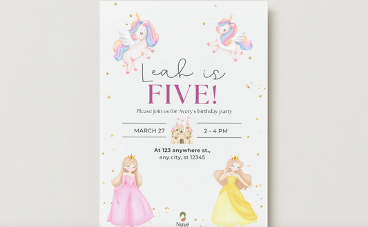 Unicorn & Princess Birthday Invitation – Editable Canva Template